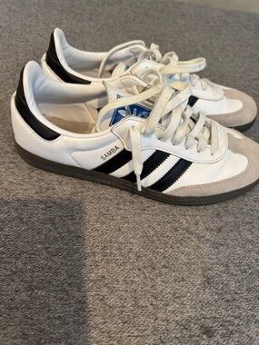 adidas White Black Samba Leather Sneakers